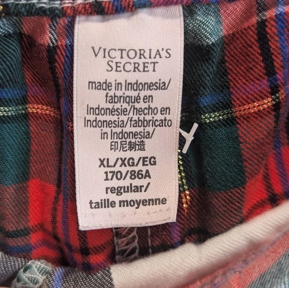 Victoria's Secret Pajama Pants Lounge Christmas Plaid Modal Elastic Pocket XL - Picture 4 of 9